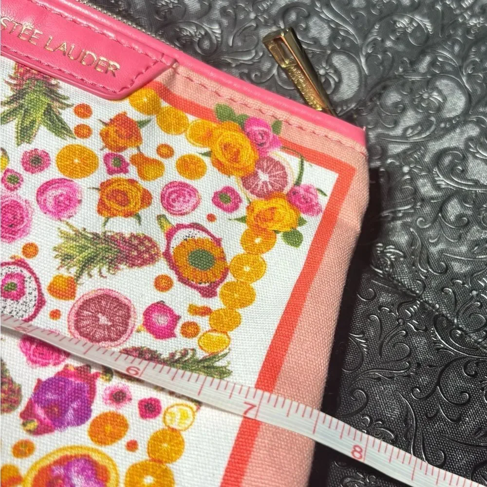 Estée Lauder Pink Floral Canvas Tote Pouch NWOT